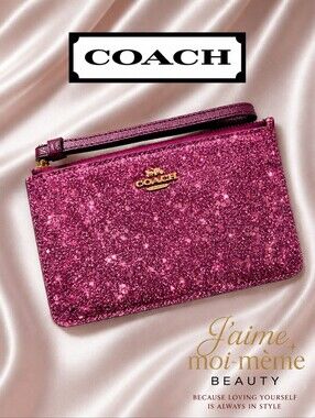 Coach Pink Heart Glitter Wristlet- NWOT